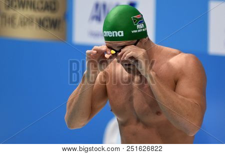 Budapest, Hungary - Jul 25, 2017. Competitive Swimmer Van Der Burgh Cameron (rsa) Swimming Breastrok