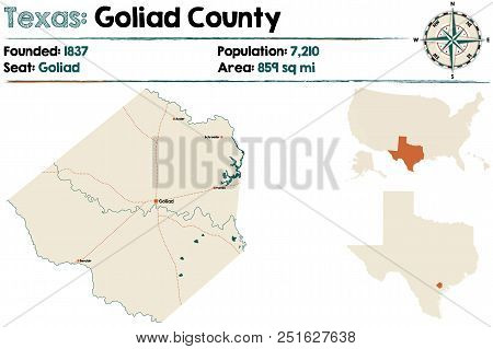 Detailed Map Of Goliad County In Texas, Usa.