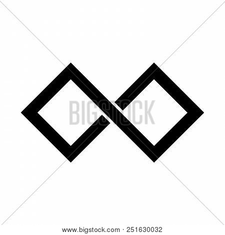 Black Infinity Symbol Icon. Rectangular Shape With Sharp Corners. Simple Flat Vector Design Element.