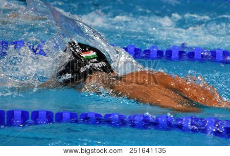 Budapest, Hungary - Jul 25, 2017. Competitive Swimmer Gyurta Gergely (hun) Swimming 800m Freestyle. 