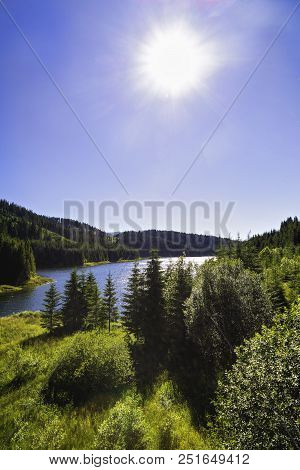 Landscape With Vidra Dam Lake In Parang Mountains, Romania