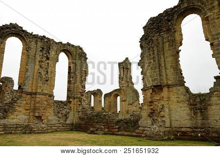 A View Of The Ruins Of The Medieval Byland Abbey In North Yorkshire