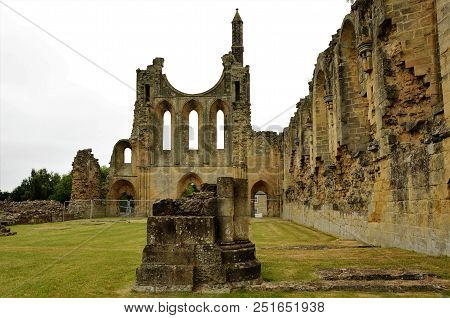 A View Of The Ruins Of The Medieval Byland Abbey In North Yorkshire
