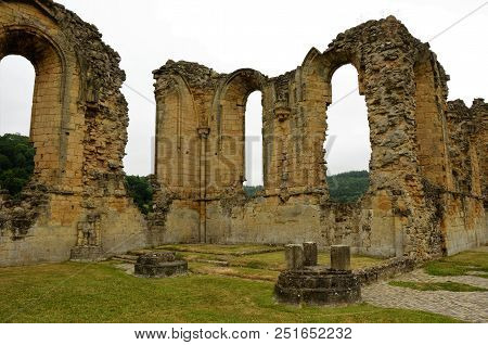 A View Of The Ruins Of The Medieval Byland Abbey In North Yorkshire