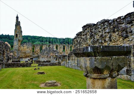 A View Of The Ruins Of The Medieval Byland Abbey In North Yorkshire