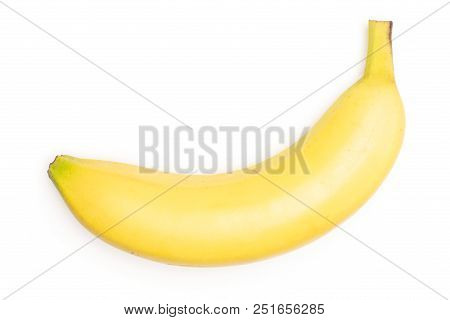 One Whole Fresh Yellow Banana Flatlay Isolated On White Background