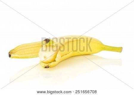 One Whole Open Fresh Yellow Banana Isolated On White Background