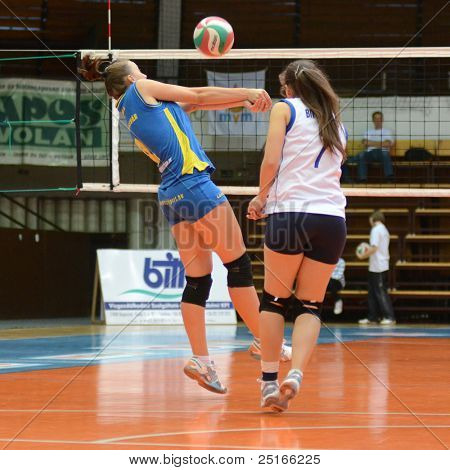 Jönköpings Södra, Ungern - 21 oktober: Oidentifierade spelare i aktion på en ungersk NB I. League volleybal