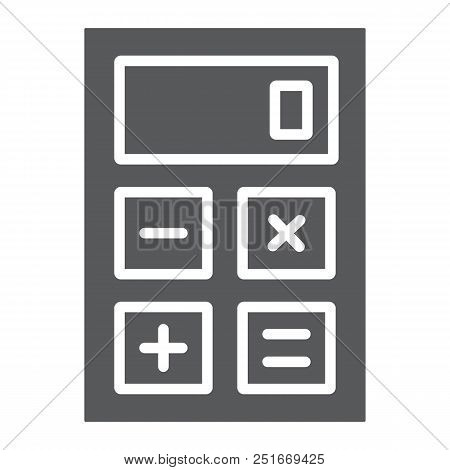 Calculator Glyph Icon, Office And Work, Electronic Sign, Vector Graphics, A Solid Pattern On A White
