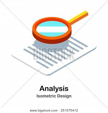 Illustration Of Magnifier And Document In Isometric View