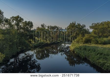 Tepla Vltava River In Summer Morning In National Park Sumava