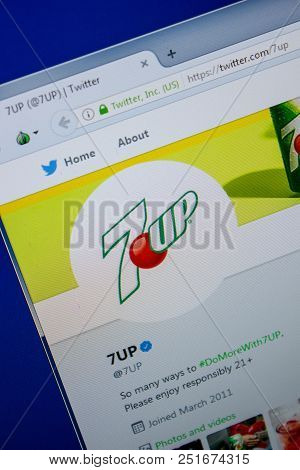 Ryazan, Russia - July 11, 2018: Twitter Of 7up Website On The Display Of Pc