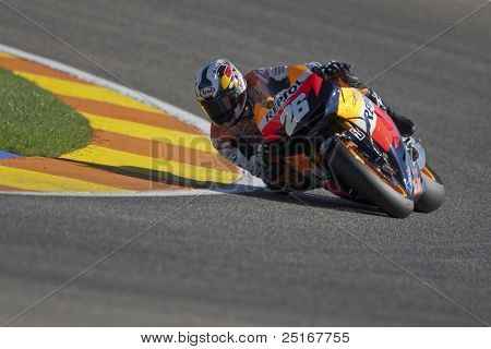 VALENCIA, Espanja - marraskuu 9: Dani Pedrosa virallinen motogp test uudet 1.000cc moottorit, Ric