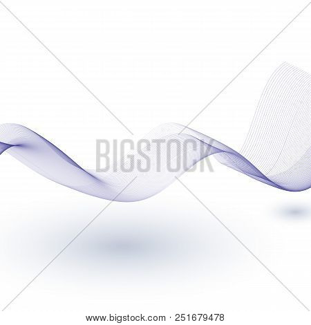 Blue Abstraction Smooth Twist Light Lines Vector Background.