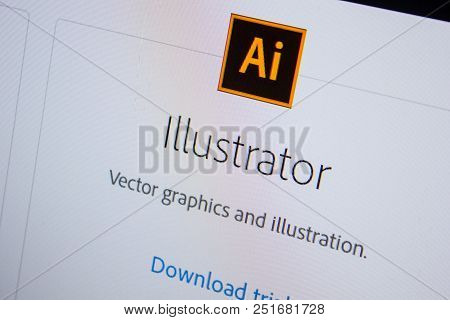 Ryazan, Russia - July 11, 2018: Adobe Illustrator, Software Logo On The Official Website Of Adobe