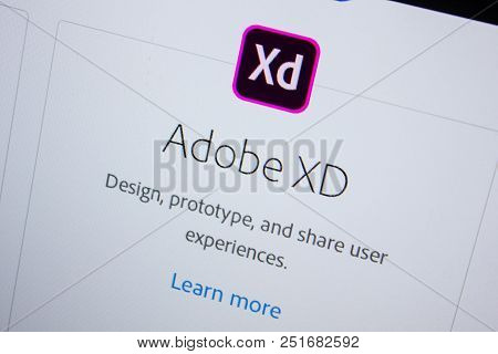 Ryazan, Russia - July 11, 2018: Adobe Xd, Software Logo On The Official Website Of Adobe
