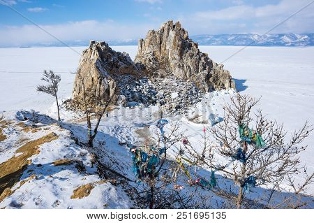 Cape Burkhan (shaman Rock) On Olkhon Island At Baikal Lake, Siberia, Russia