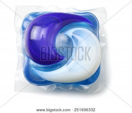 Washing Detergent Capsule Pod Isolated On White Background