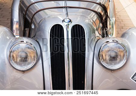 Saalbach-hinterglemm, Austria - June 21 2018: Vintage Car Bmw 328 Roadster Oldsmobile Veteran Produc