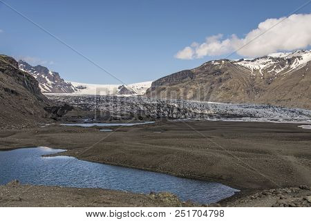 Skaftafellsjökull Glacier, Skaftafell National Park, Iceland In The Distance.