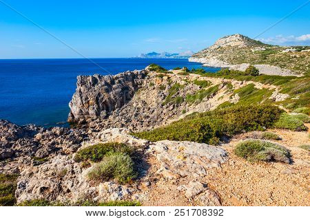 Ladiko Beach And Anthony Quinn Bay Aerial Panoramic View In Rhodes Island In Greece