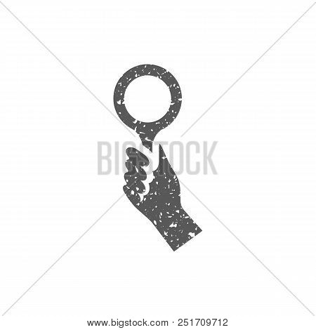 Bidder Hand Icon In Grunge Texture. Vintage Style Vector Illustration.