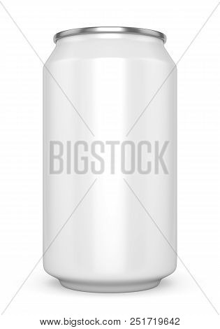 Blank Metal Aluminum Beer Or Soda Can Isolated On White Background. Empty Tin Drink Can Template. 3d