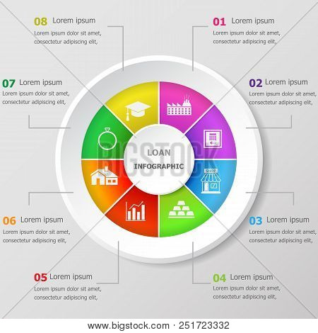 Infographic Design Template With Loan Icons, Stock Vector