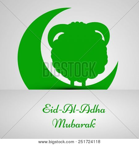 Illustration Of Face Of Goat And Moon With Eid Al Adha Mubarak Text On The Occasion Of Muslim Festiv