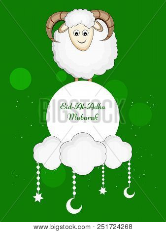 Illustration Of Goat With Eid Al Adha Mubarak Text On The Occasion Of Muslim Festival Eid