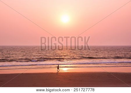 Colorful Sunset On The Beach. Goa, India