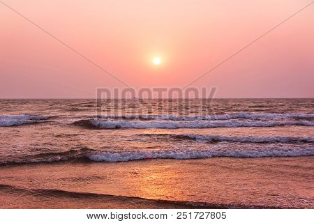 Sunset On Over The Arabian Sea. Goa, India