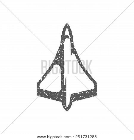 Supersonic Airplane Icon In Grunge Texture. Vintage Style Vector Illustration.
