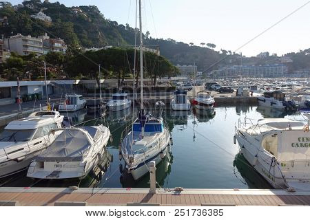 Blanes, Costa Brava, Spain, June 29, 2018. Port of Blanes