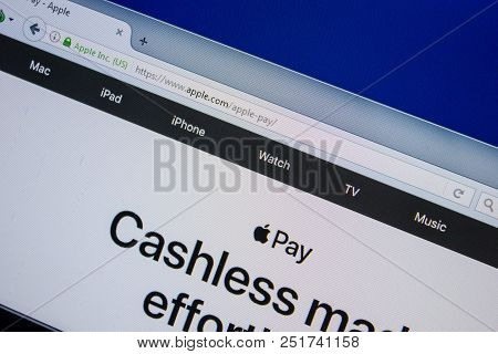 Ryazan, Russia - July 11, 2018: Apple.com Apple Pay Website On The Display Of Pc