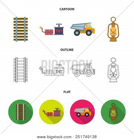 Ryllsy, Vzryvchatka, Dumper, Lantern.mine Set Collection Icons In Cartoon, Outline, Flat Style Vecto