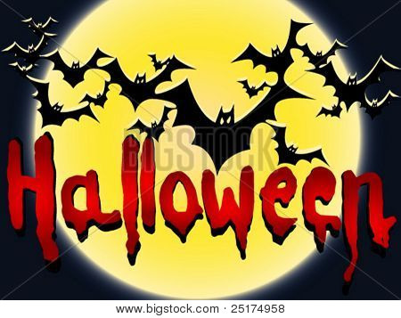 wektor halloween karty z bat i księżyc
