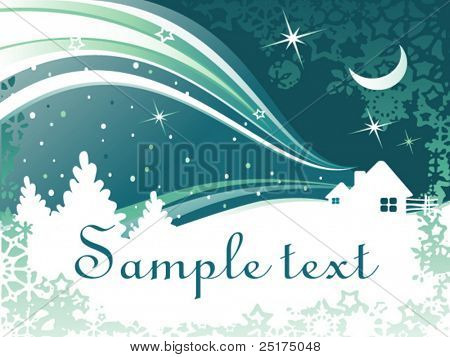 Vektor abstrakte Winter Background mit Häusern und Bäumen