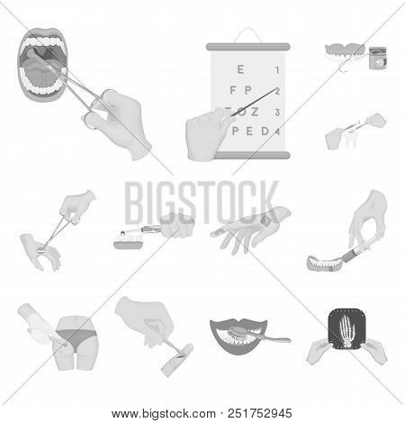 Manipulation By Hands Monochrome Icons In Set Collection For Design. Hand Movement In Medicine Vecto