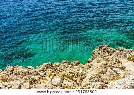 Jumping Cliff On French Riviera, In The Town Of Nice.