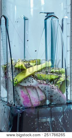 Energy Smoothie. Ingredients  For Energy Smoothie In Blender Clouseup. Ingredients  Such As: Avocado