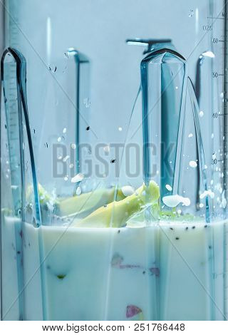 Energy Smoothie.  Ingredients  For Smoothie In Blender Clouseup.  Ingredients  Such As:  Yoghurt, Av