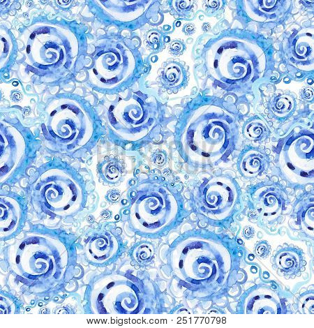 Fantasy Seamless Floral Pattern. Abstract Watercolor Free Hand Drawn Illustration For Wrapping, Back