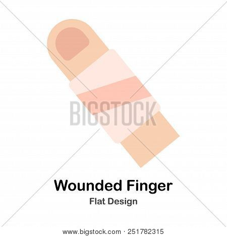 Wounded Finger In Flat Vector Illustration Design Icon