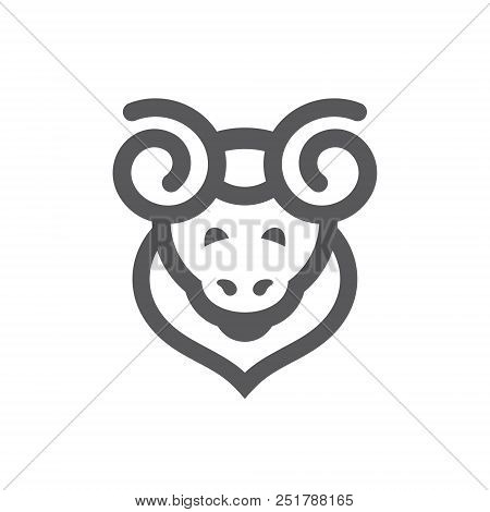 Sheep Head Symbol Isolated On White Background