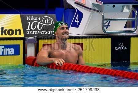 Budapest, Hungary - Jul 25, 2017. Competitive Swimmer Van Der Burgh Cameron (rsa) In The 50m Breasts