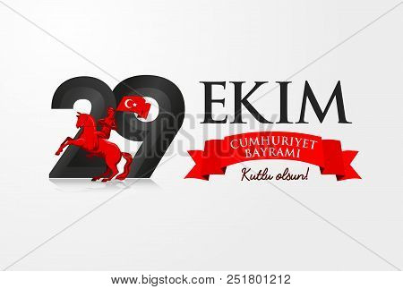 29 October Republic Day Of Turkey Greeting Card. Turkey National Celebration Design Template With In