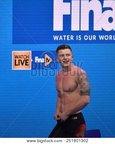 Budapest, Hungary - Jul 25, 2017. Competitive Swimmer Peaty Adam (gbr) In The 50m Breaststroke Semif