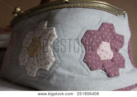 Handicraft Work Made With Pachtwork Techniques. Sewing Box