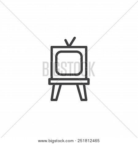 Four Legged Tv Set Outline Icon. Linear Style Sign For Mobile Concept And Web Design. Retro Tv Simpl